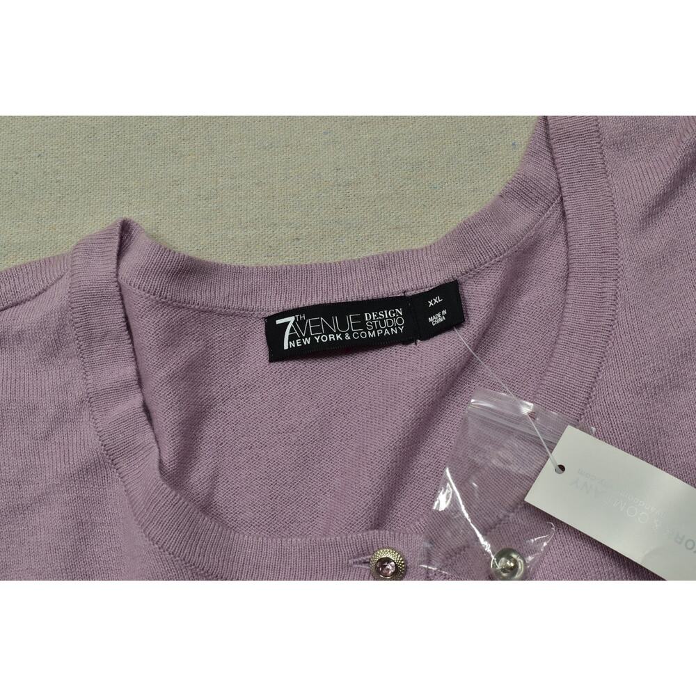 New York & Company 7th Avenue Design Studio Women XXL Purple Button Front Cardig - Picture 6 of 8